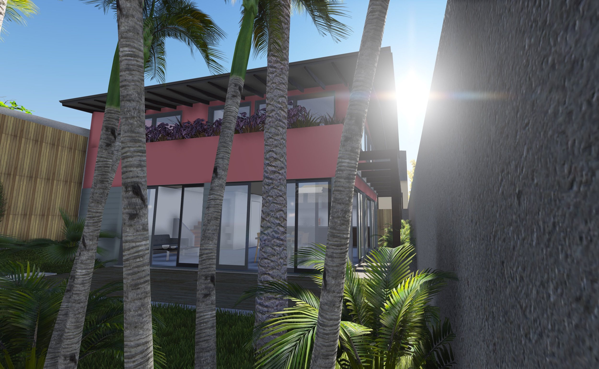 Rear pavillion residence set at the rear of warehouse infill development, providing seclusion and a sunny aspect.