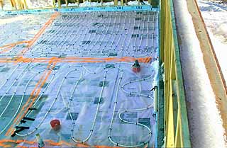 Wirsbo® HePex tubing layout awaiting concrete pour.