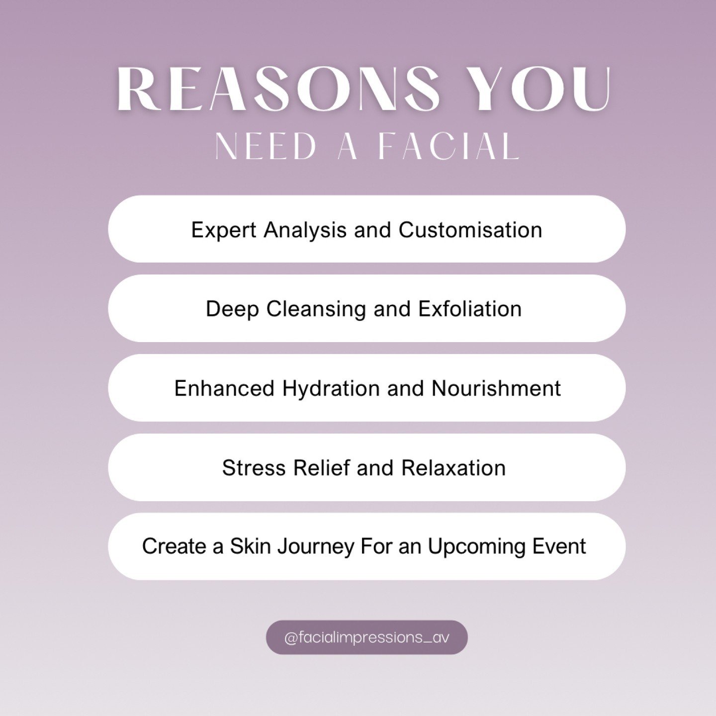 🌧️❄️ Not only is it a great way to relax and pamper yourself, but there are also numerous benefits to getting a facial that you may not have considered. Here are just a few reasons why you should book in for a facial with us:

1️⃣ Deep Cleansing: Ou