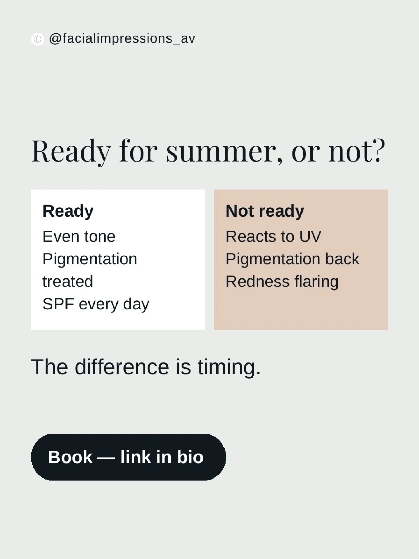 The difference between skin that's ready for summer and skin that isn't is almost always made in spring.

It's not about having the perfect routine or the most expensive products. It's about knowing what your skin actually needs right now &mdash; and