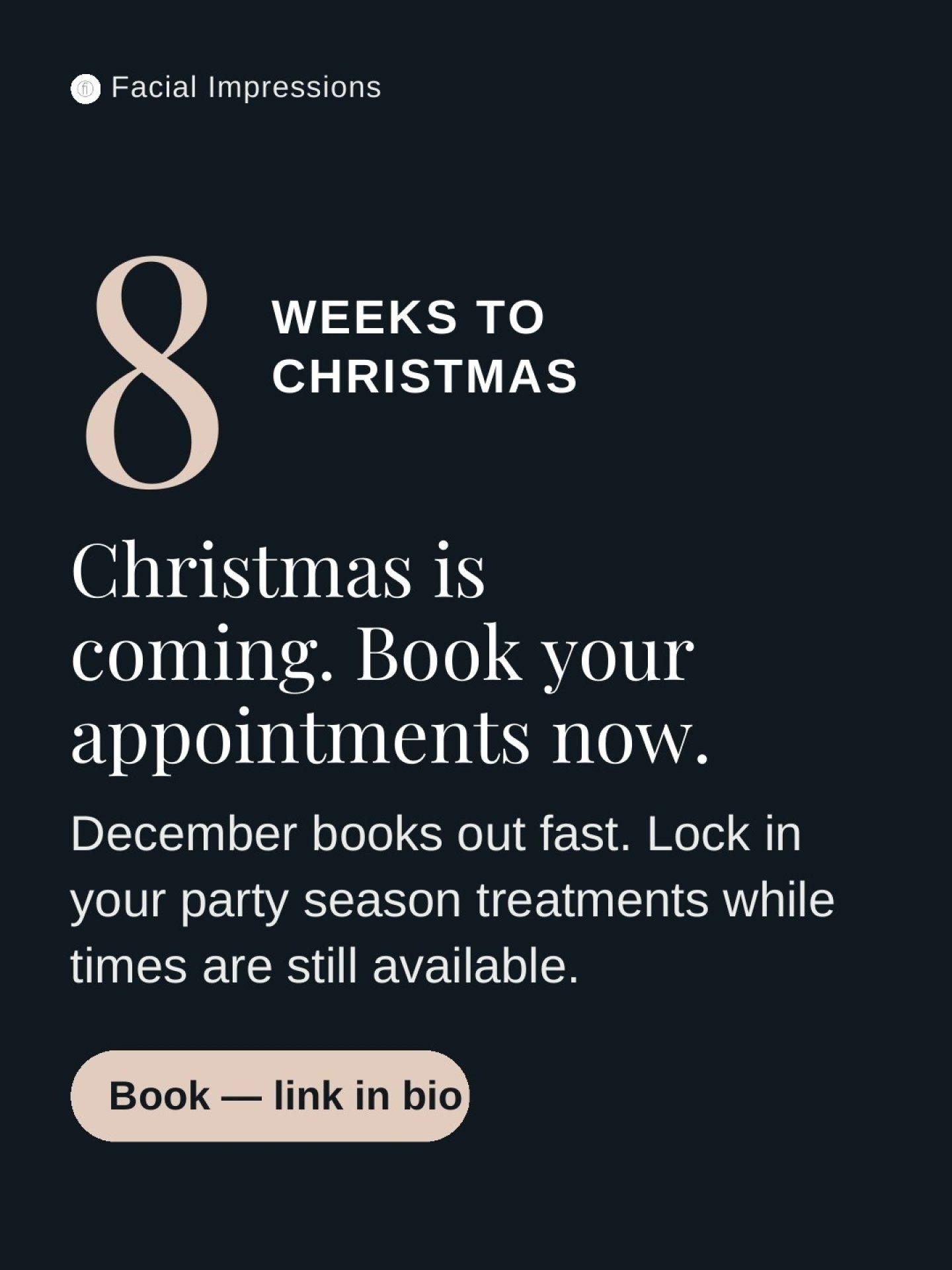 Eight weeks to Christmas, and December is already filling up.

If you want skin that's ready for party season, now is the time to lock in your treatments. Courses like The Pink Treatment and Sothys peels need a few sessions to show their best results