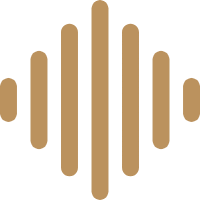 Stylized golden sound wave or audio waveform.