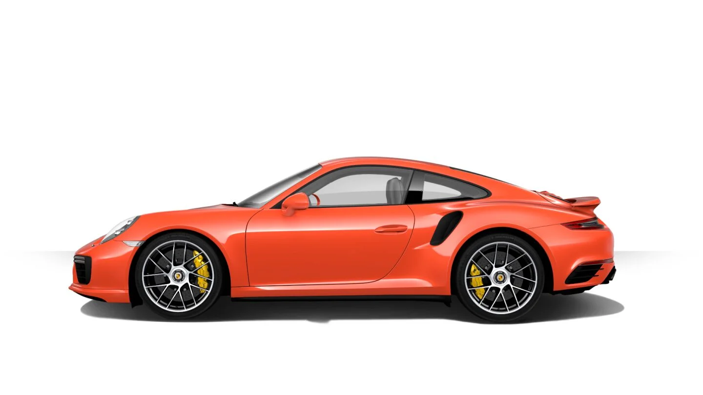 In Lava Orange with 20" 911 Turbo S wheels. 580 horsepower. From $188,100.