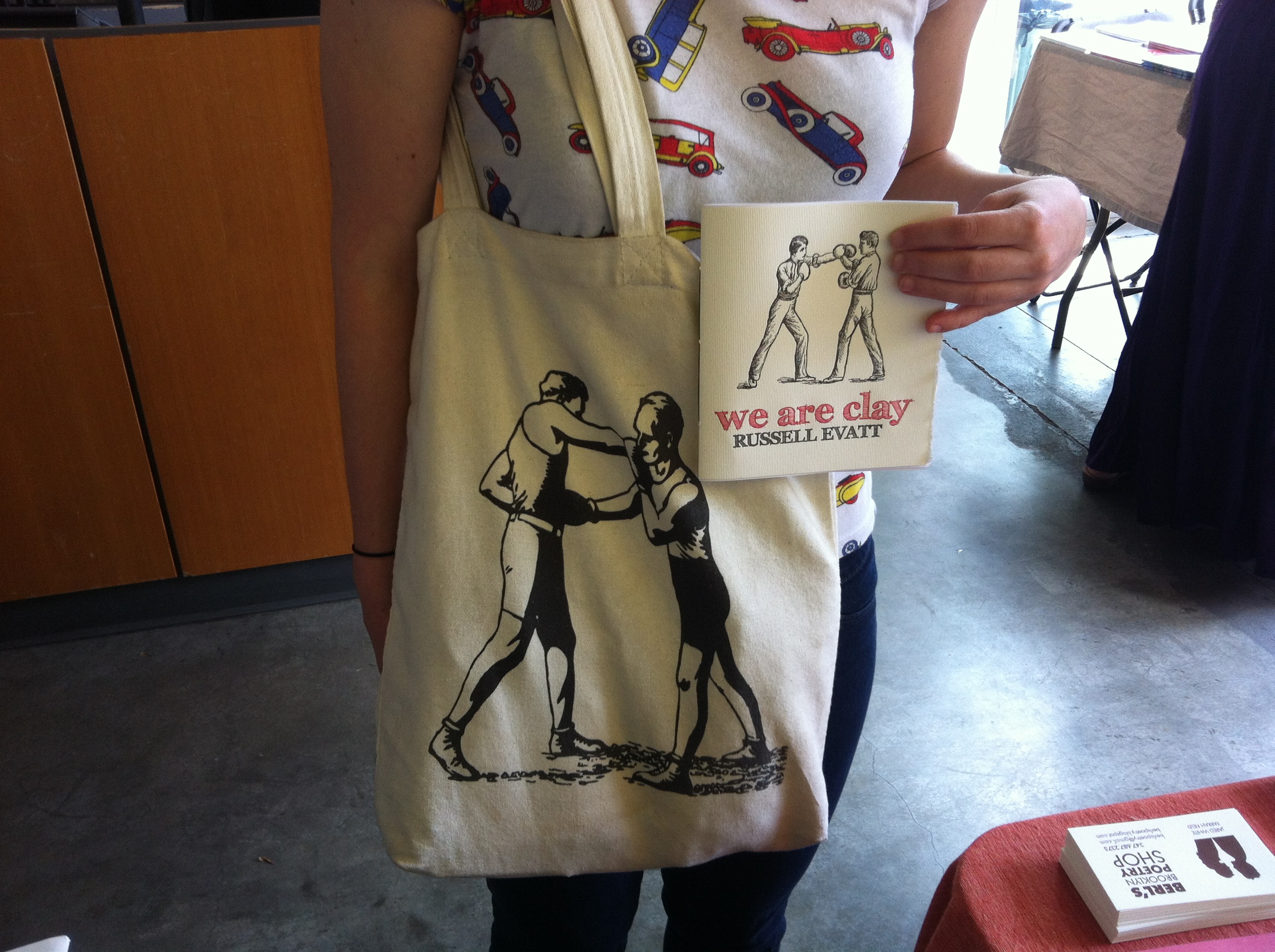  A tote at the Brooklyn Flea with an uncanny resemblance to WE ARE CLAY by Russell Evatt (Epiphany Editions 