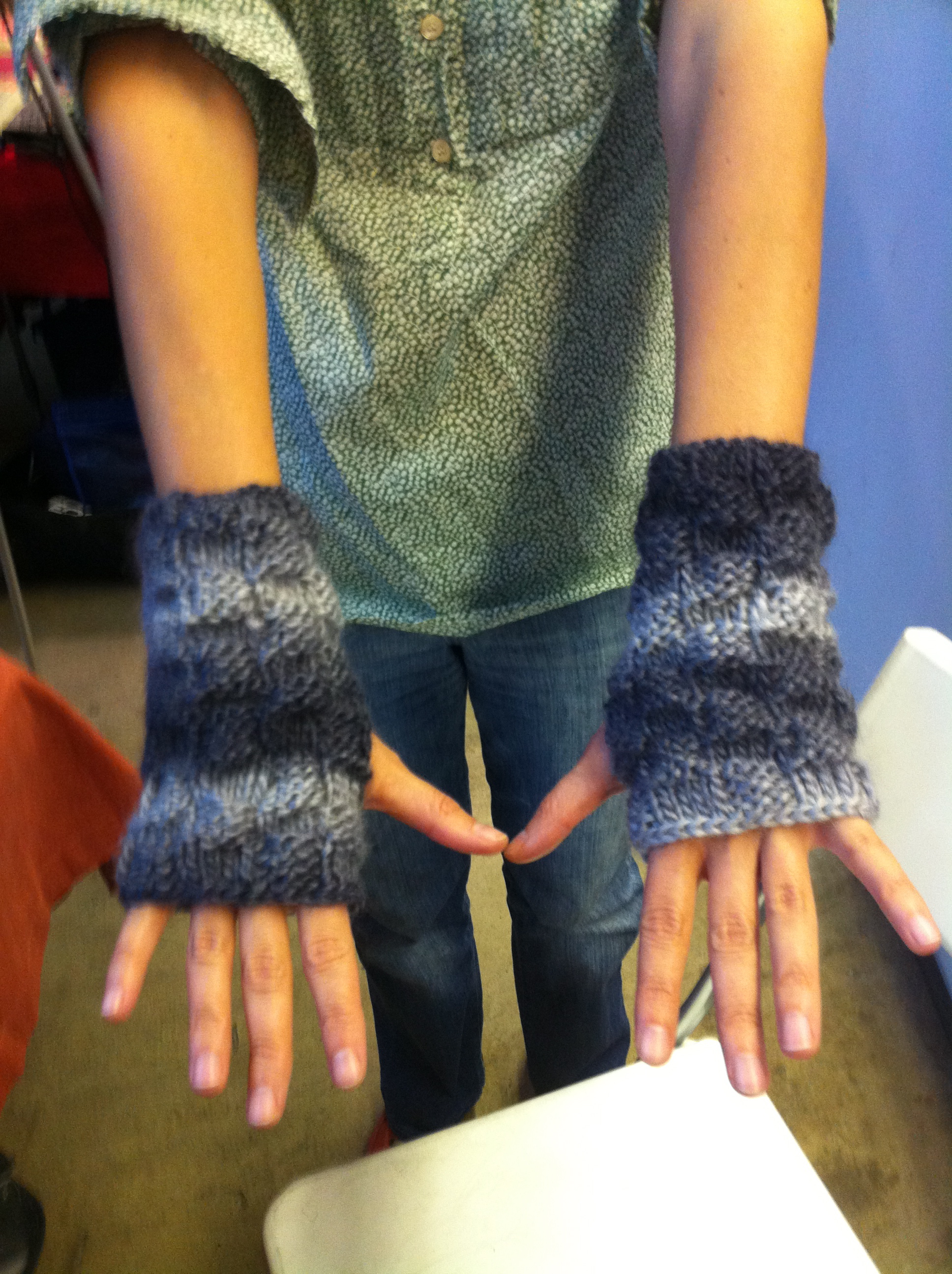 Among her many talents, Farrah is an expert knitter and on autumn Flea weekends we offered her hand-knit fingerless gloves (often knit on the spot that very day!) as "poetry mitts," perfect for thumbing pages and keeping your hands warm.