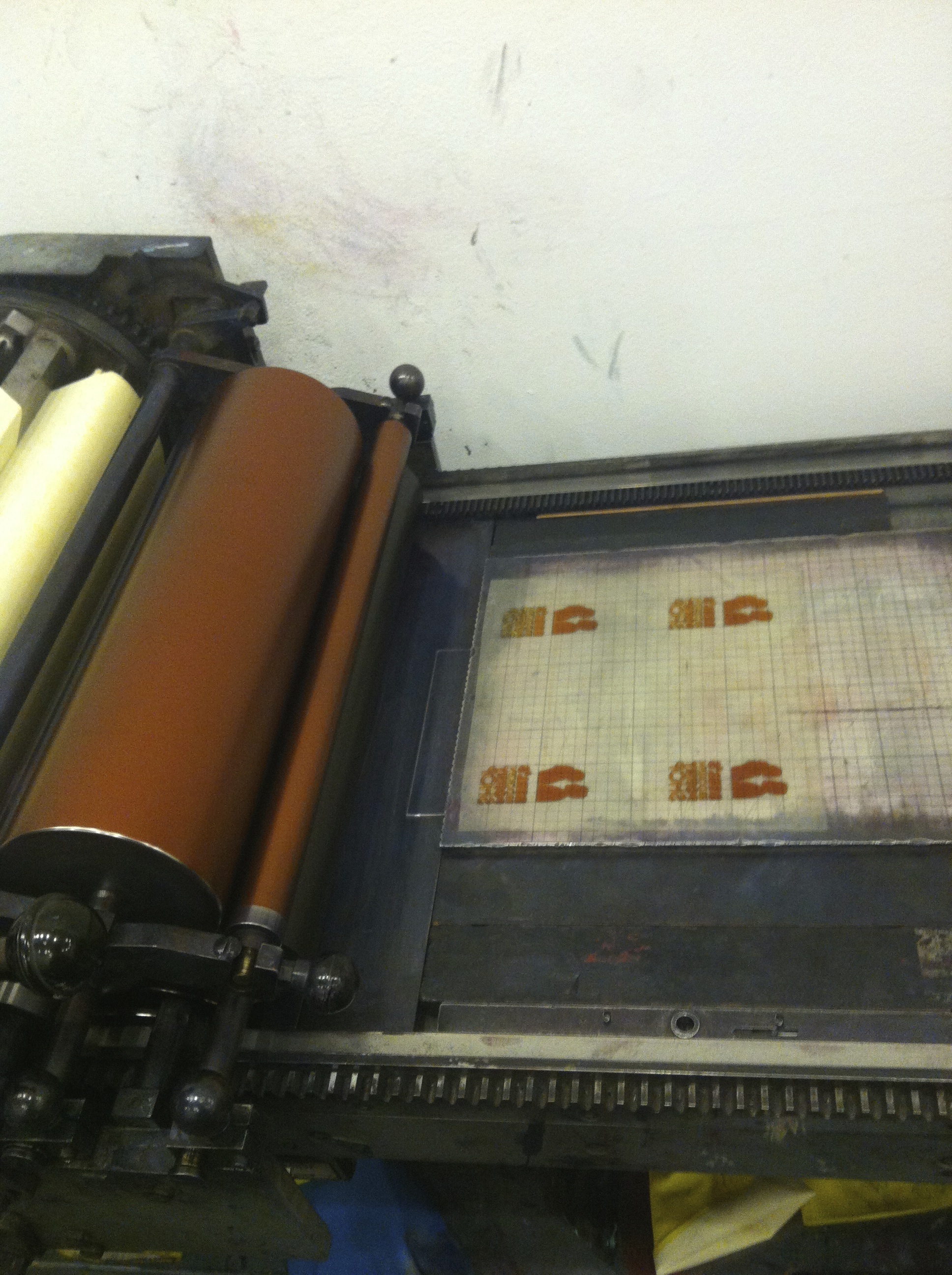  Printing our&nbsp;letterpresses business card booklet on a Vandercook press at the Arm cooperative studio in Williamsburg 