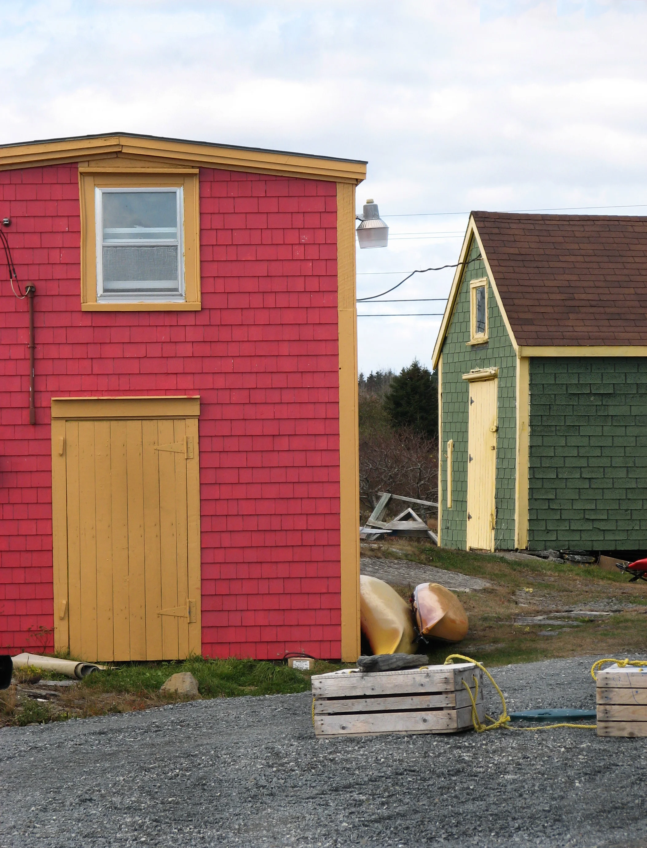 A view of buildings at Blue Rocks in Nova Scotia.