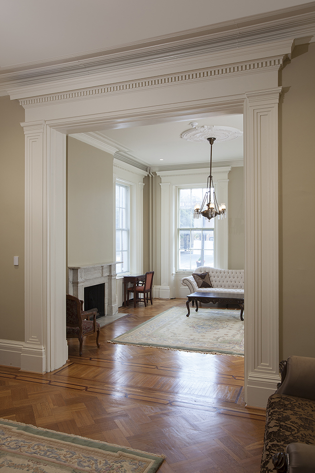 Front Hallway and Parlor rooms, restored