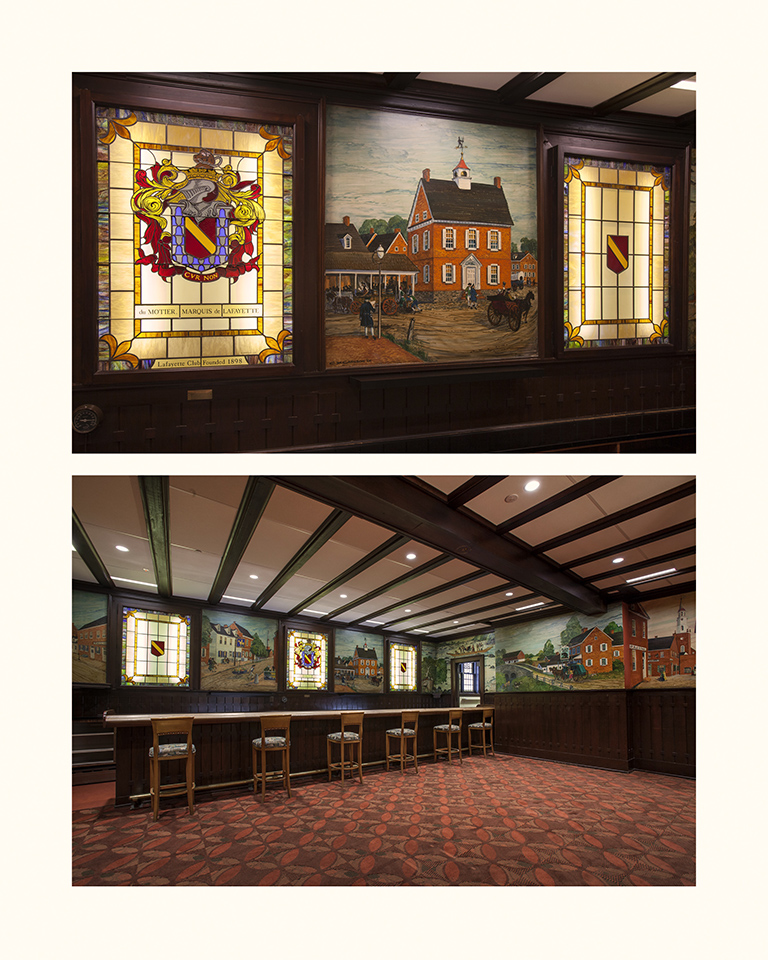 Tavern Stained Glass and Millwork Murals, restored