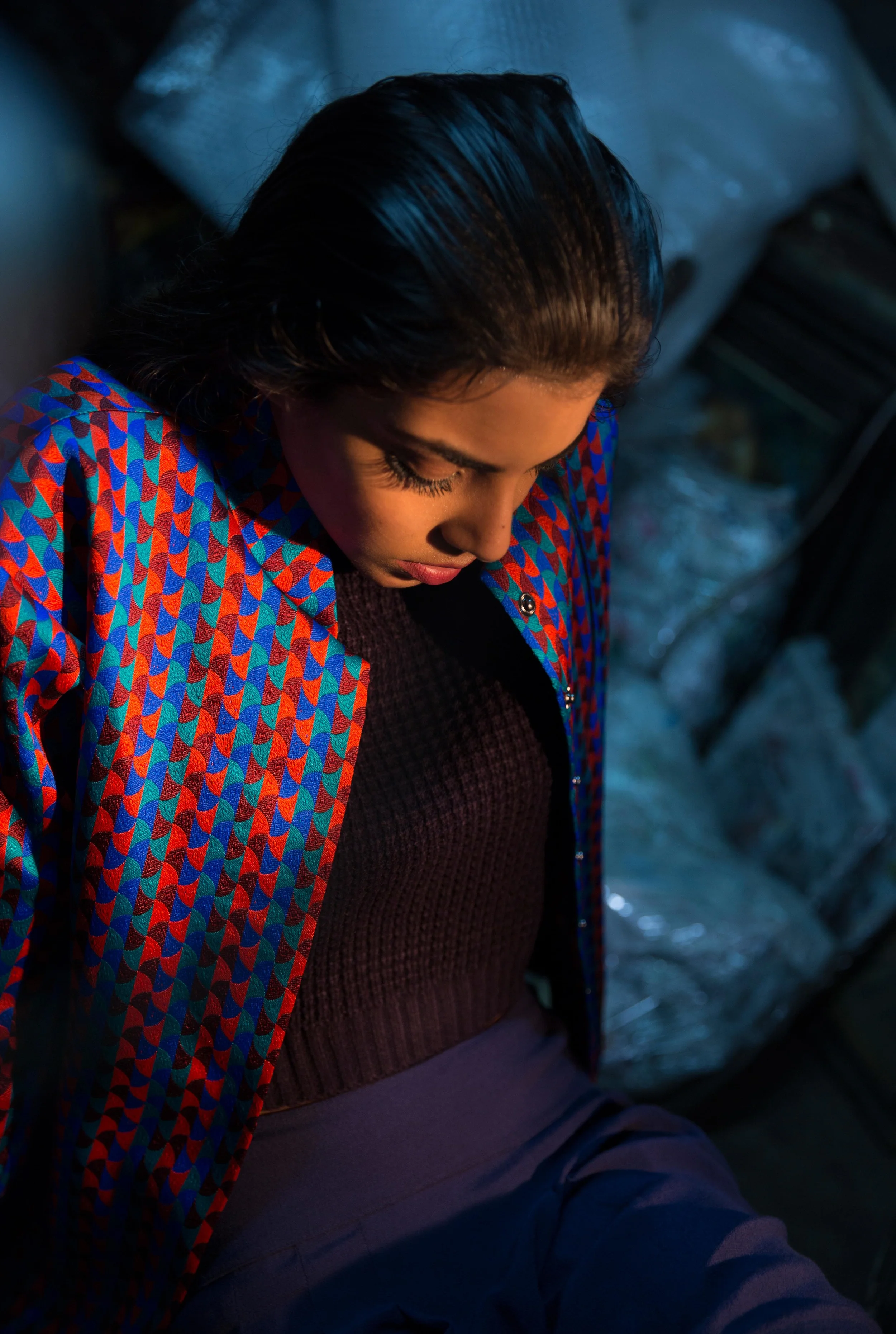 Elliot Bomber in Red/Blue Multi