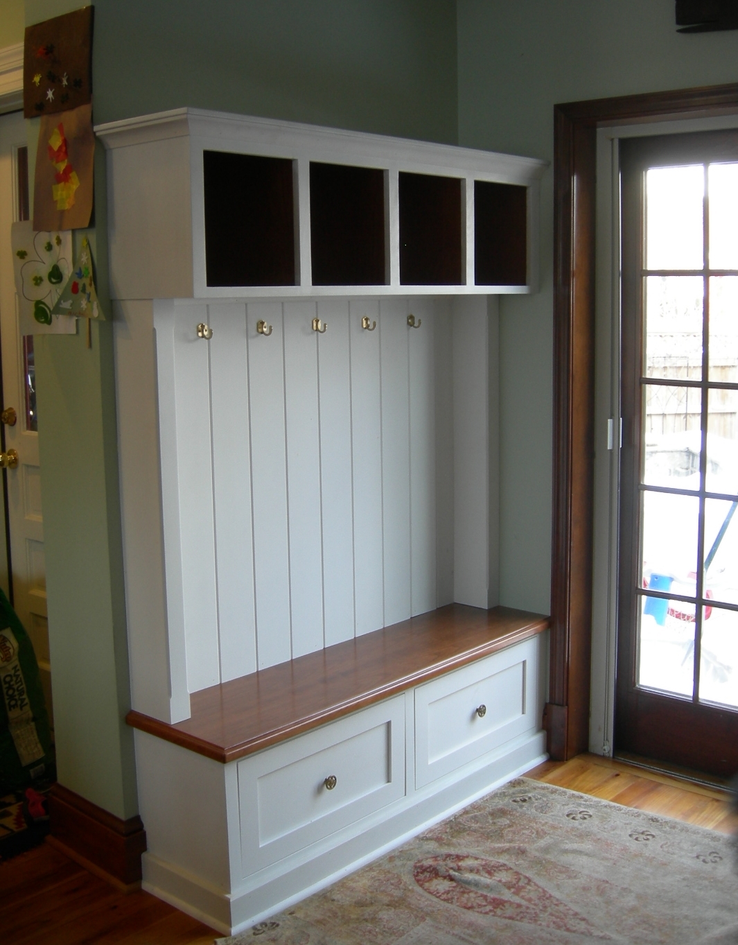 Cherry and painted mudroom