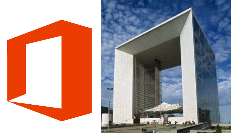 Je me suis ensuite rappelé que le matin même, j'avais vu traîner le logo de Office dans un coin d'une page et cela m'avait fait pensé à l'arche de la Défense.
