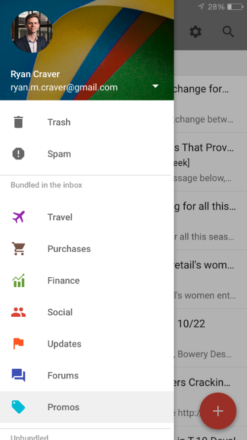 Google Inbox bundled categories