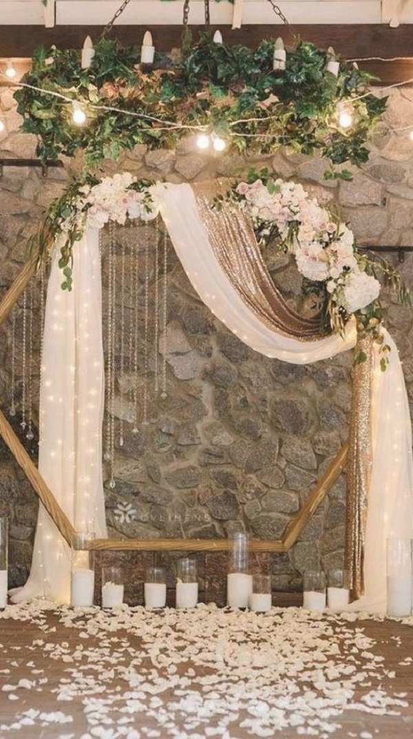 wooden-hexagon-wedding-arch-ideas-with-white-fabric-for-indoor-wedding.jpg