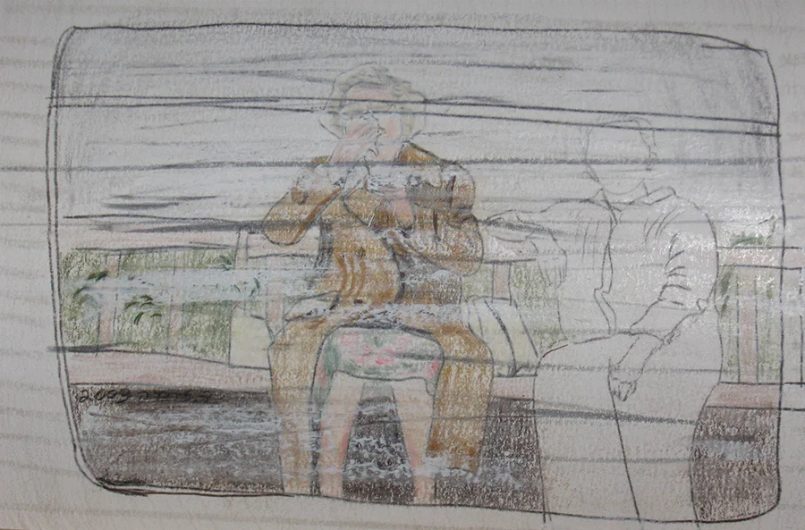  15:ס2cm  עפרונות ועפרונות צבעוניים על נייר  Pencils and colored pencils on paper 