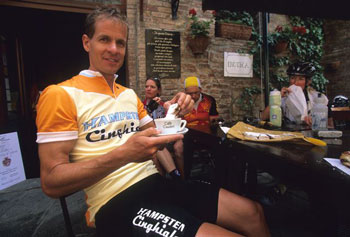 Andy today, leading cycling tours through Italy 