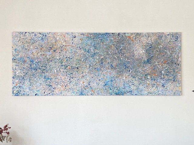  Série Fragments de Vie  “ Léman “  Master piece  83 X 220 cm  Encadrement américain bois blanc  Pièce unique 