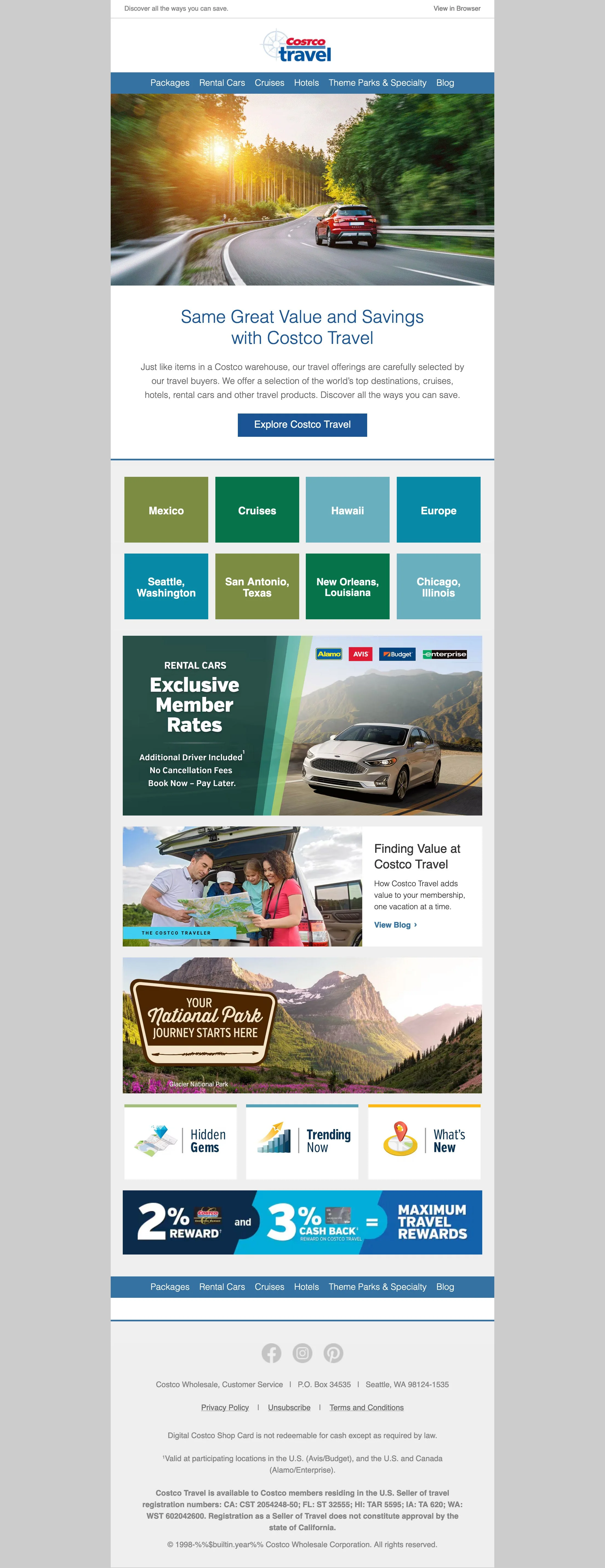 Email template for Costco Travel
