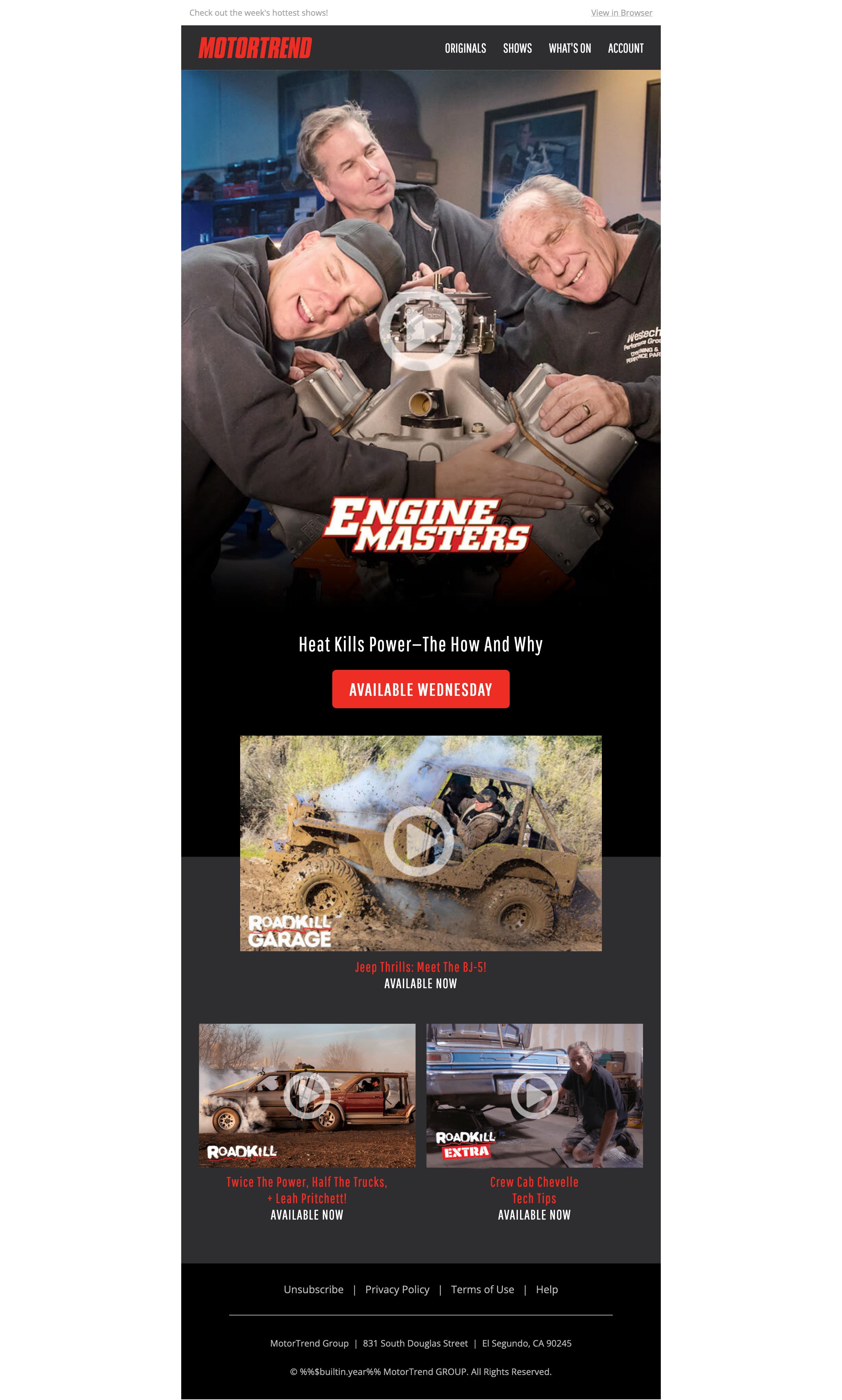 Email template for Motor Trend