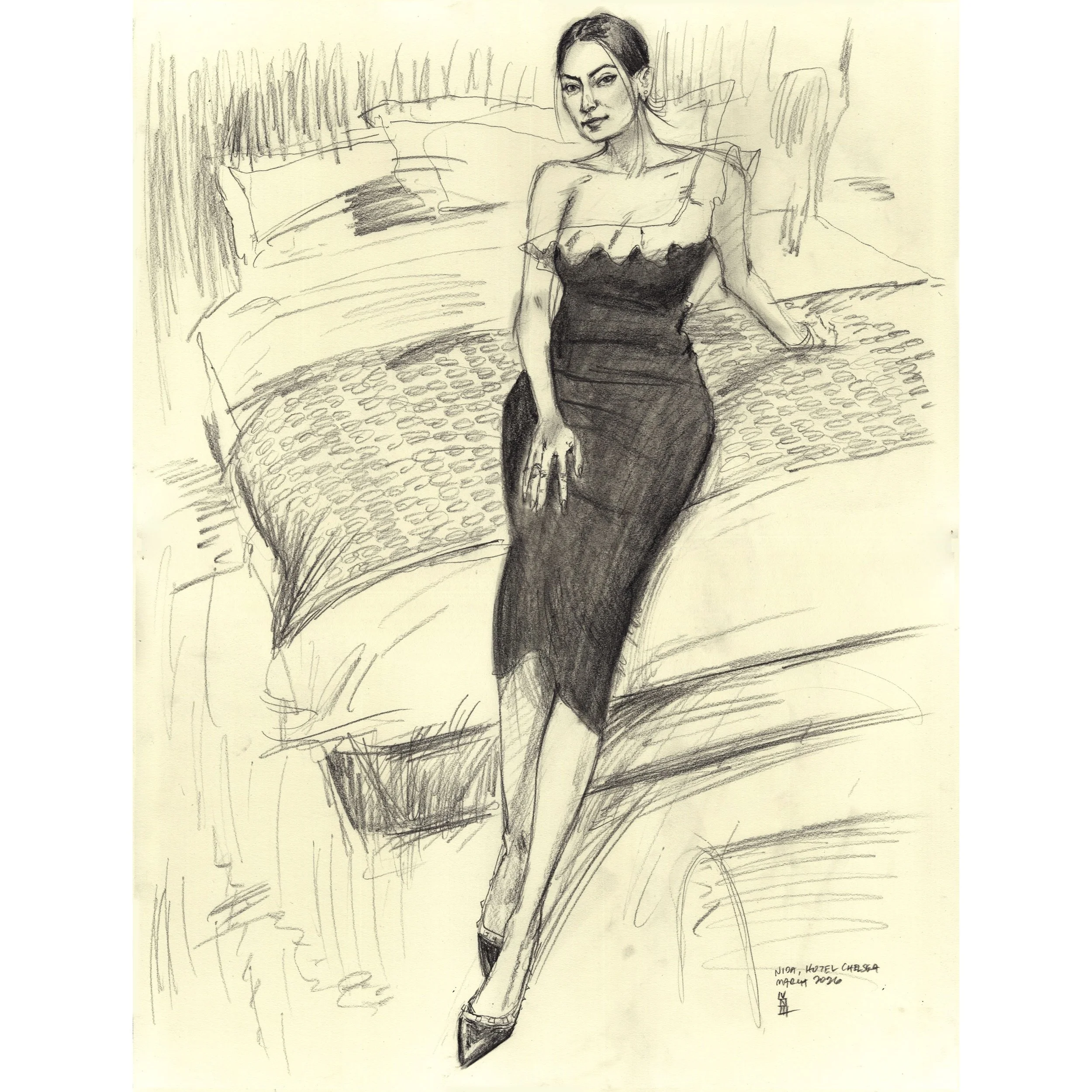 HER BLACK DRESS, 18x24