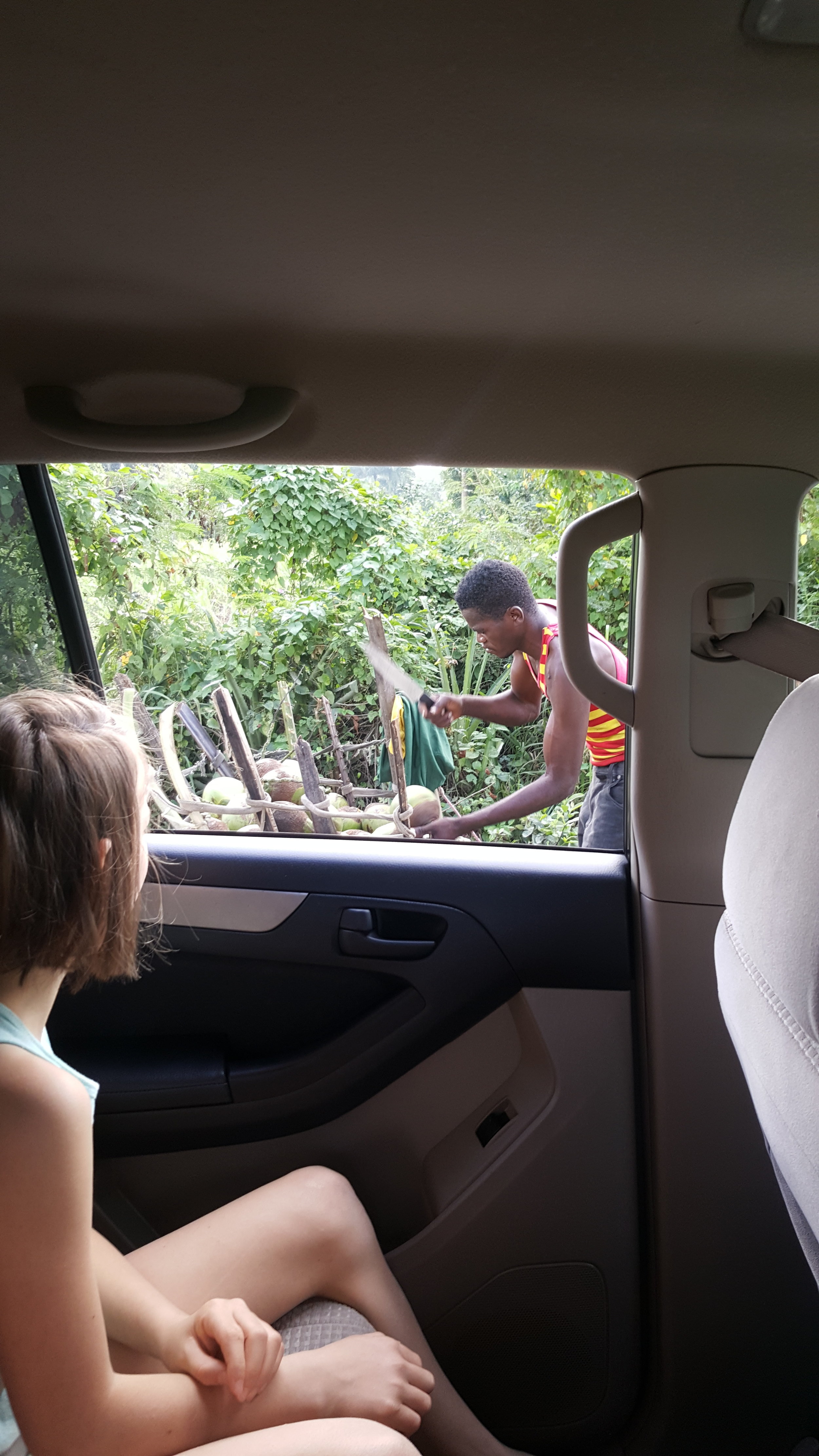 Stopping for some fresh coconut