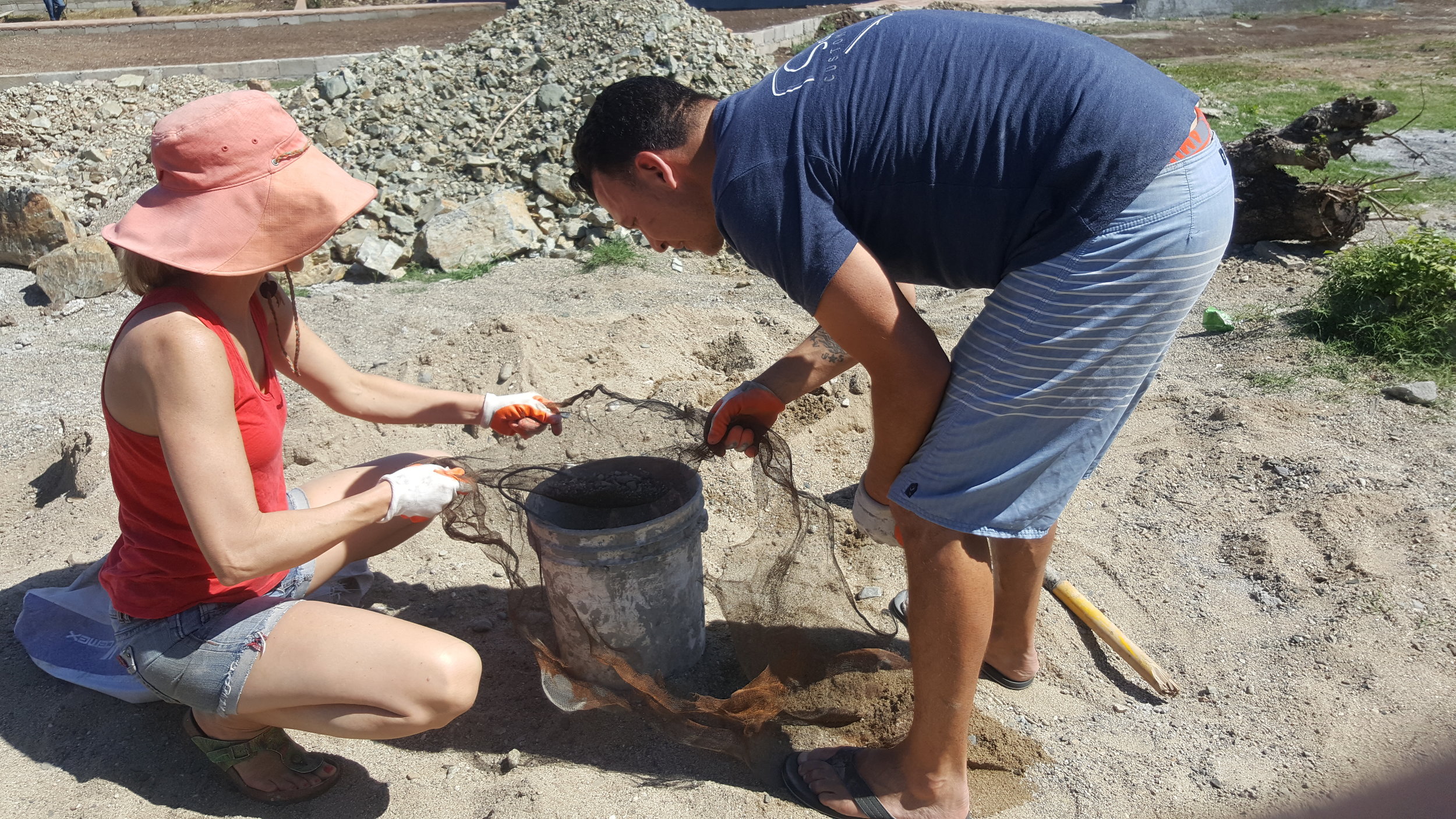  Sifting sand.&nbsp; 