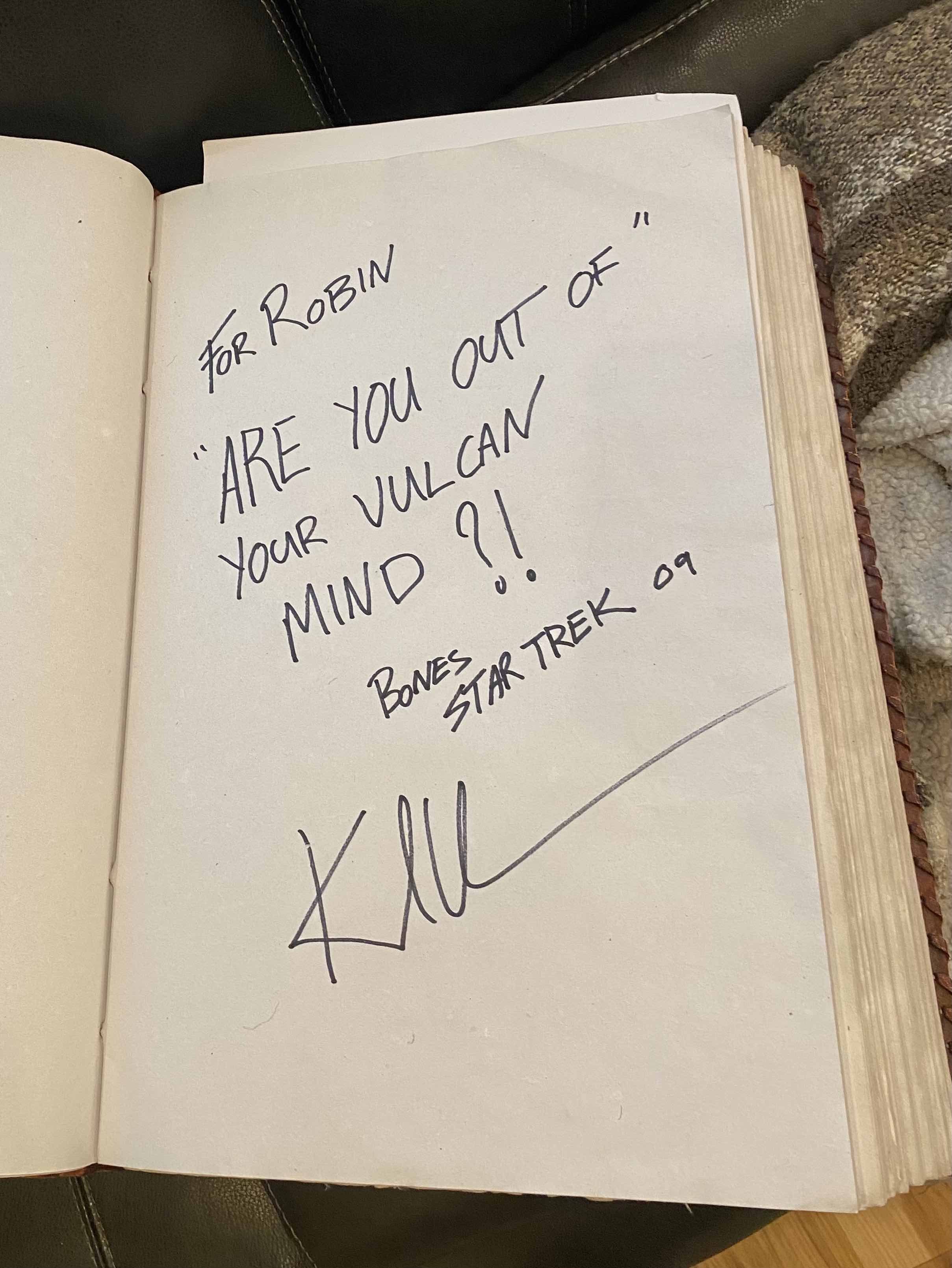 Karl Urban autograph in Robin Glassey Big Book.jpg