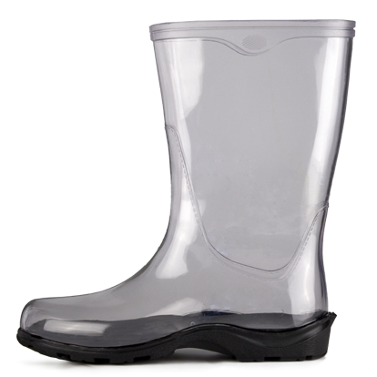 clear rain boots with socks