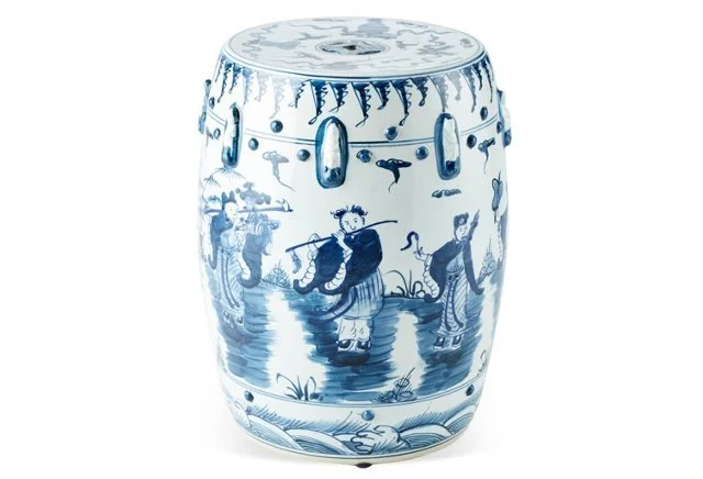 Blue & White Garden Stool