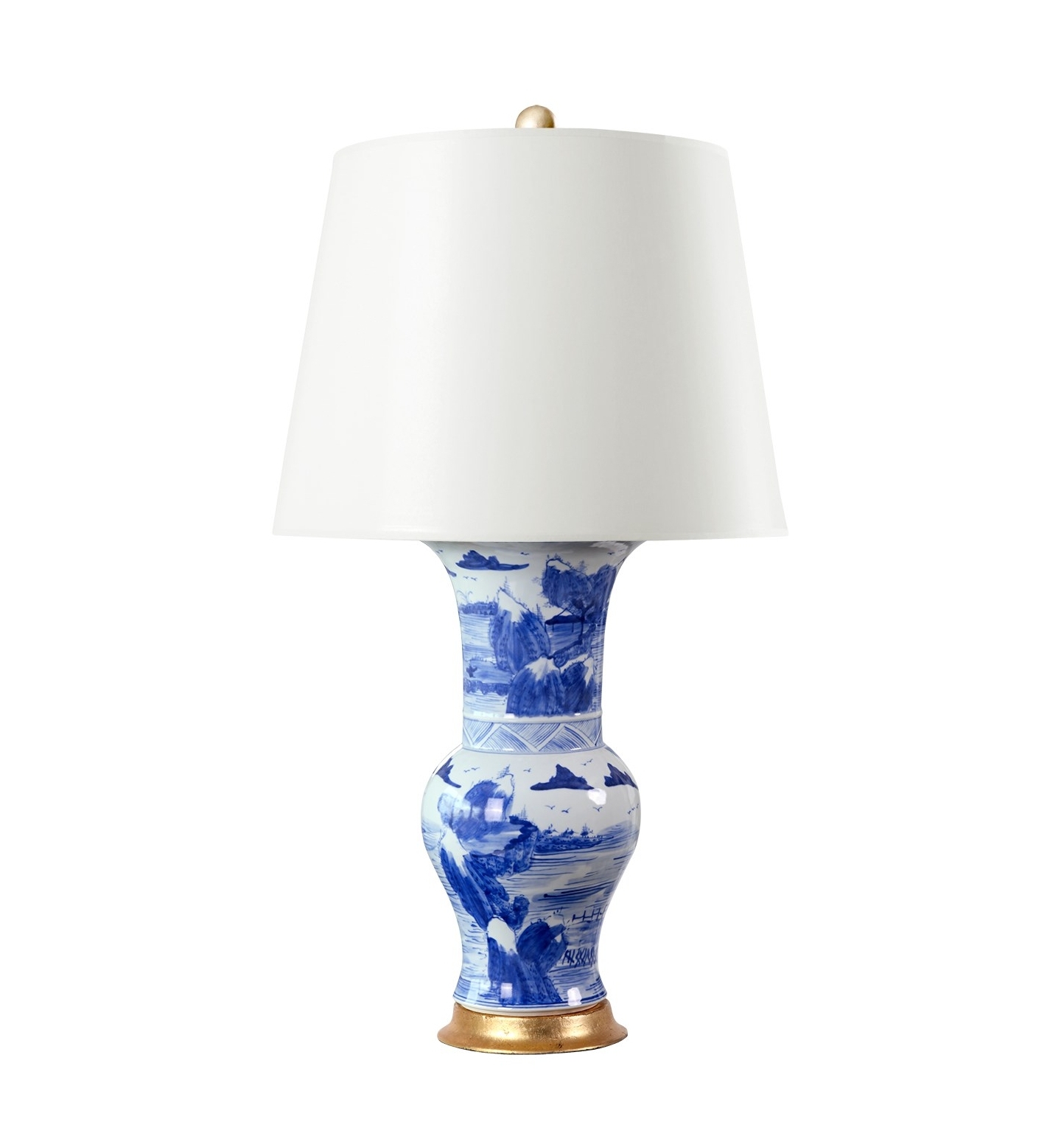 Blue White Hand Painted Porcelain Lamp, Small Blue And White Porcelain Lamp