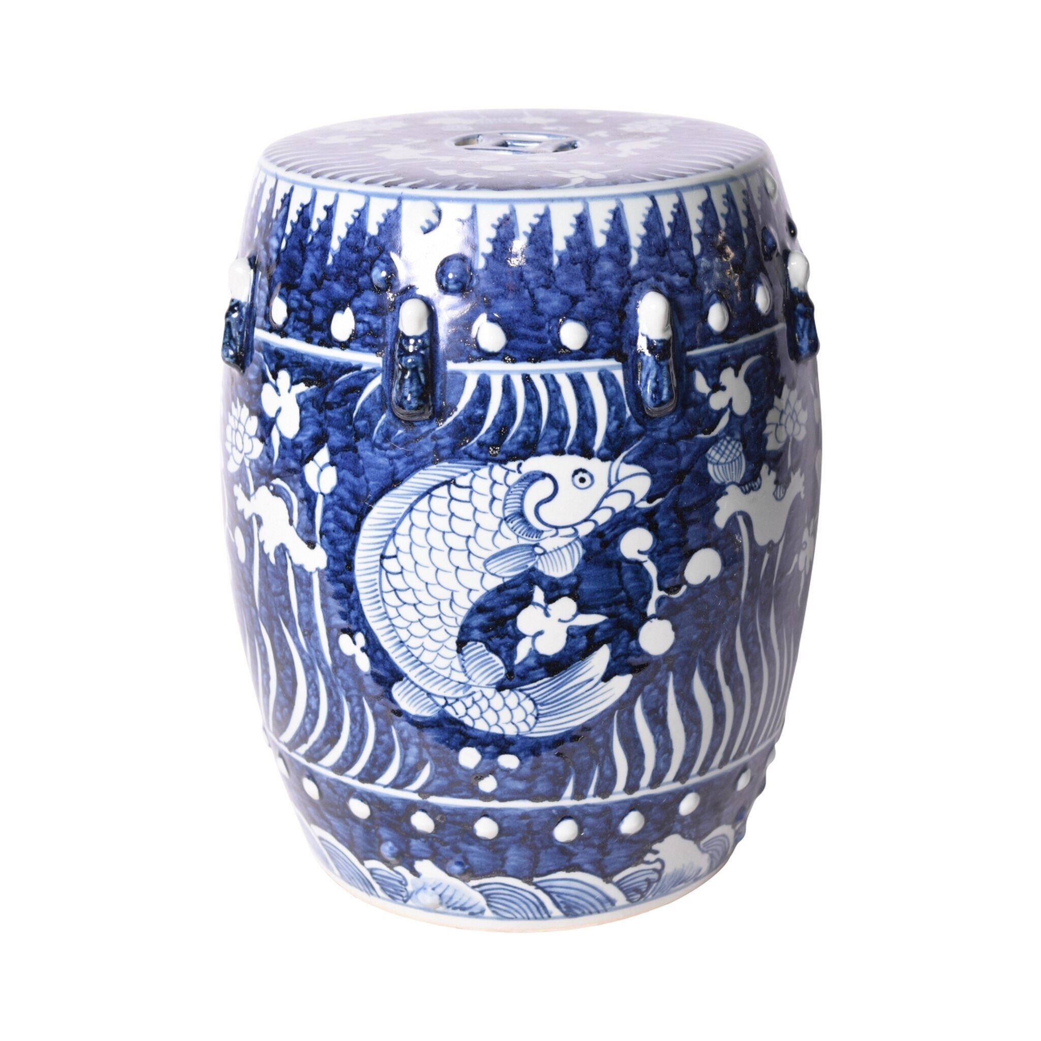 Essential Décor & Beyond Stool Blue and White 