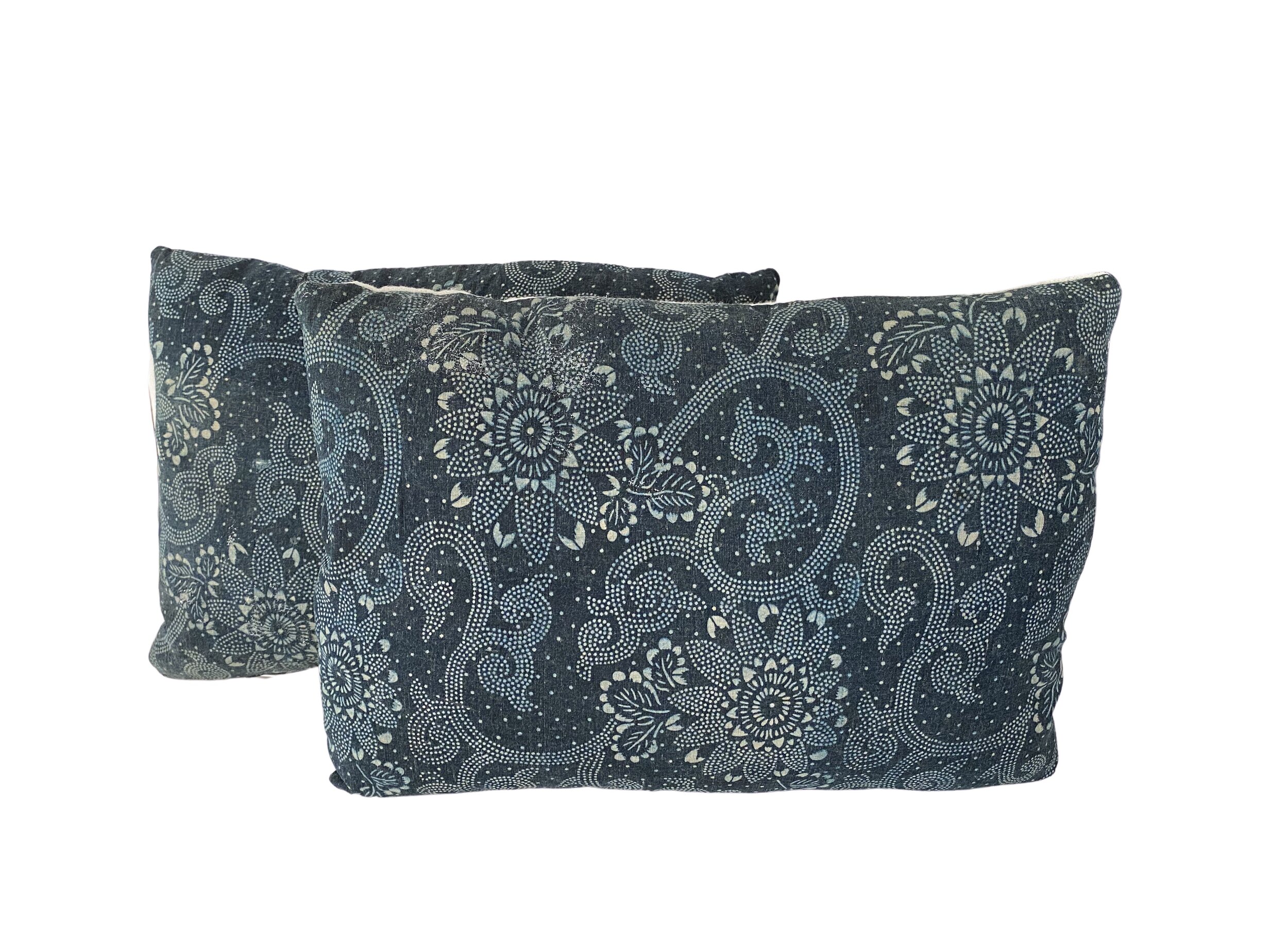 Vintage Chinese Indigo Print Pillow