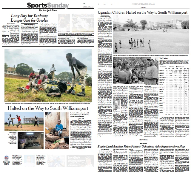 Ugandan Little League team was denied visas and couldn't travel to World Series in Williamsport. For The New York Times , USA ( link to the story by Paul Post).