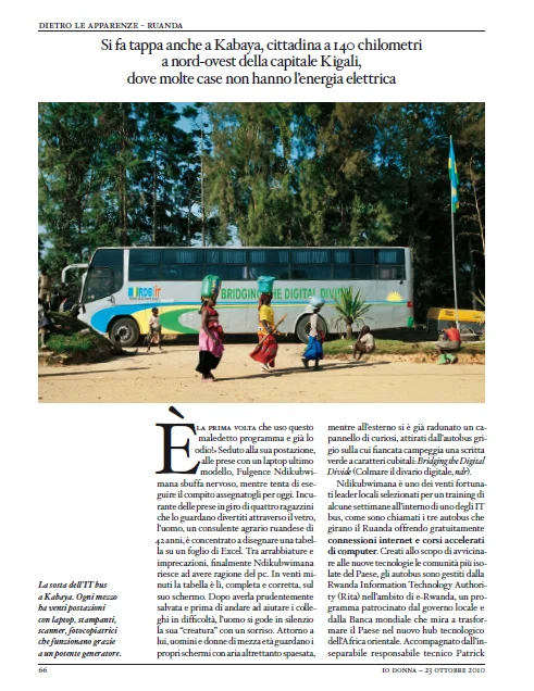 ICT bus in Rwanda. In Io Donna , Italy.