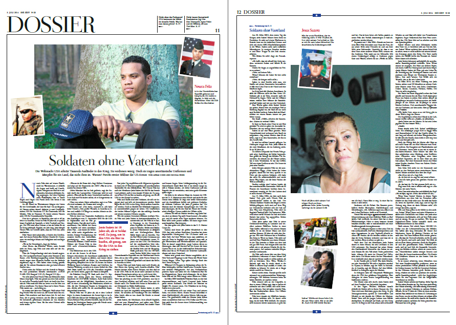 Green Card soldiers can be deported if they commit a felony even after they had served the prison sentence, and even if they fought in Iraq or Afghanistan and have an impeccable military record. For Die Zeit , Germany. (story by Amrai Cohen and Nicola Meier)