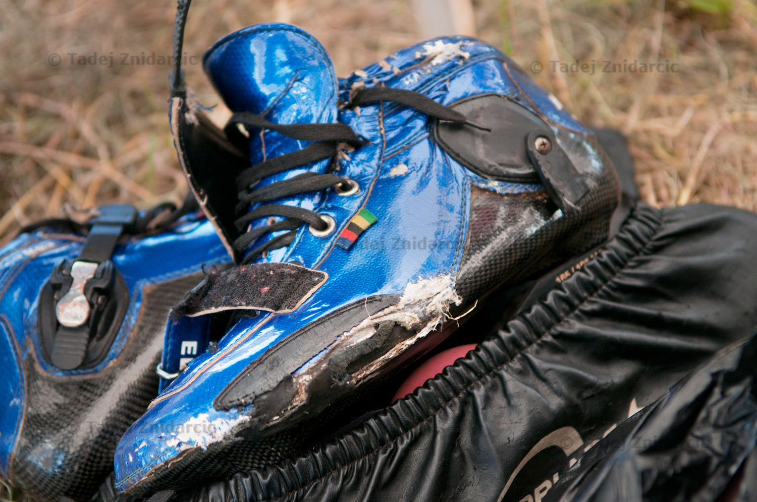 Skates are packed in a bag during Africa Inline Speed Roller Skating Championships held at Moi International Stadium in Nairobi, Kenya. Lack of equipment is a main reason Ugandan skaters can't practice as much as they would like. Sometimes they have to share skates and practice by taking turns.