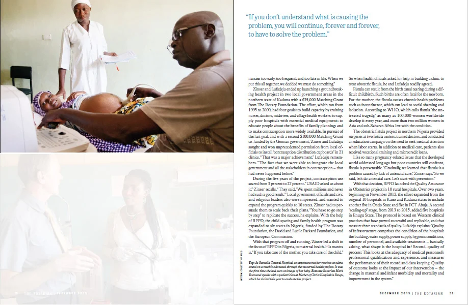 Maternal Health in Nigeria for Rotary International in The Rotarian .