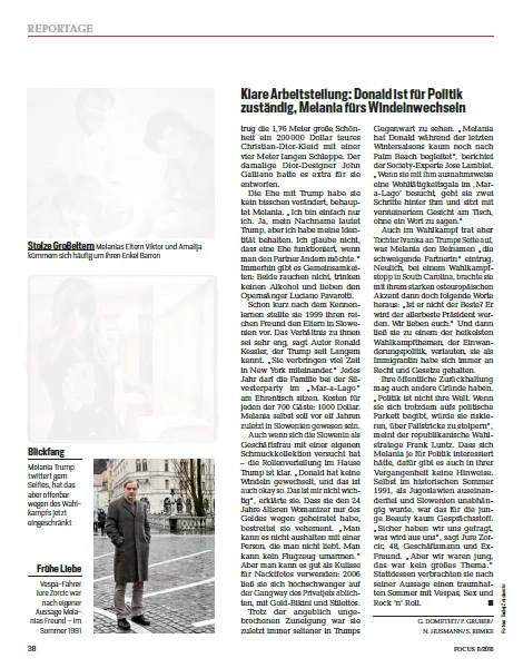 Melania Trump's Slovenia for Focus Magazine , Germany.