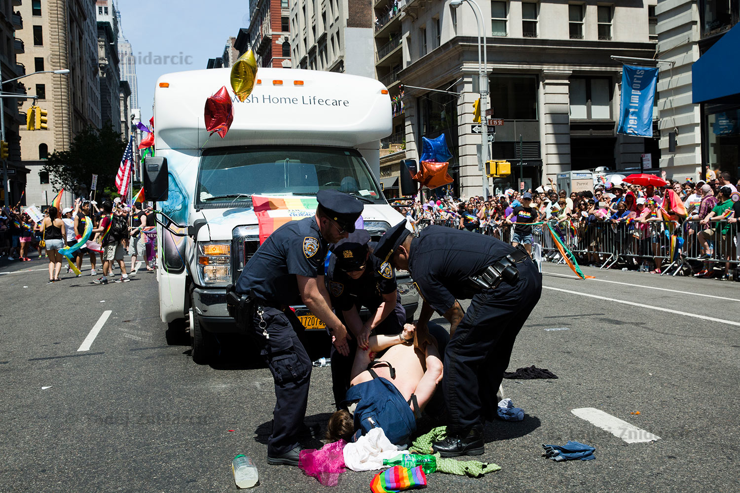 And then, all of a sudden, police detained a young man who jumped the fence on 5th... The March soon proceeded on.
