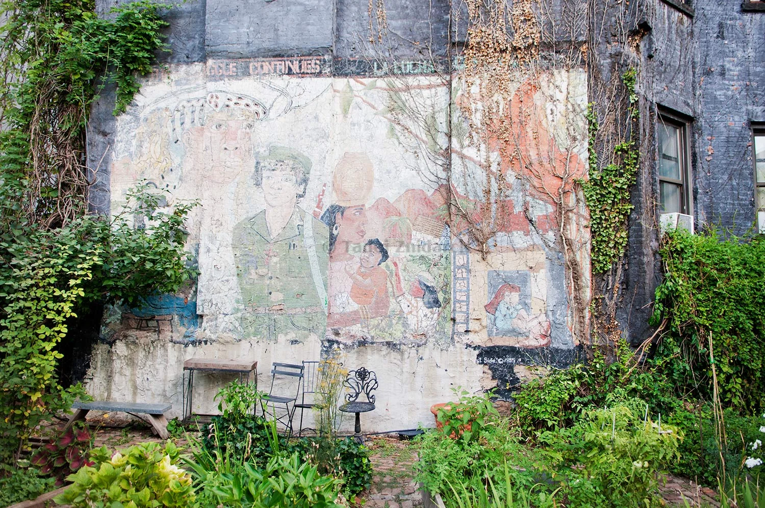 Mural in La Plaza Cultural on 9th street and Avenue C in East Village, New York, USA.