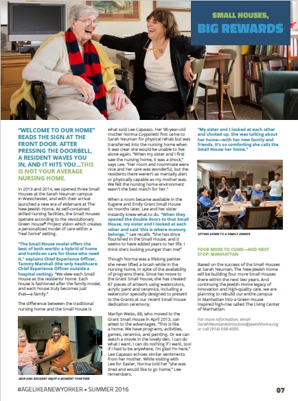 Residents and staff of Sarah Neuman Center in Westchester, NY for The New Jewish Home's Magazine