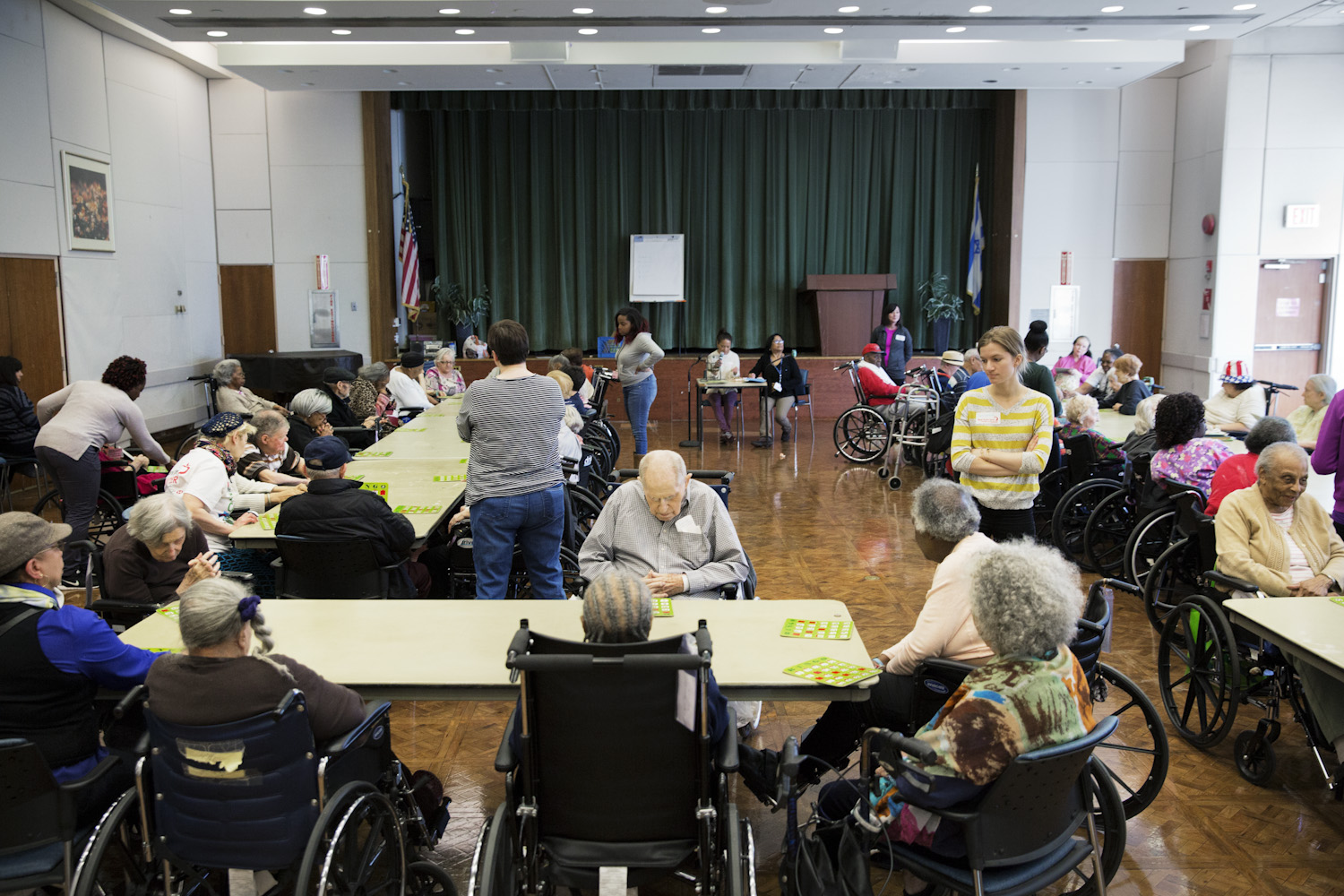 Once a week, Barry plays bingo at The Auditorium of The New Jewish Home.