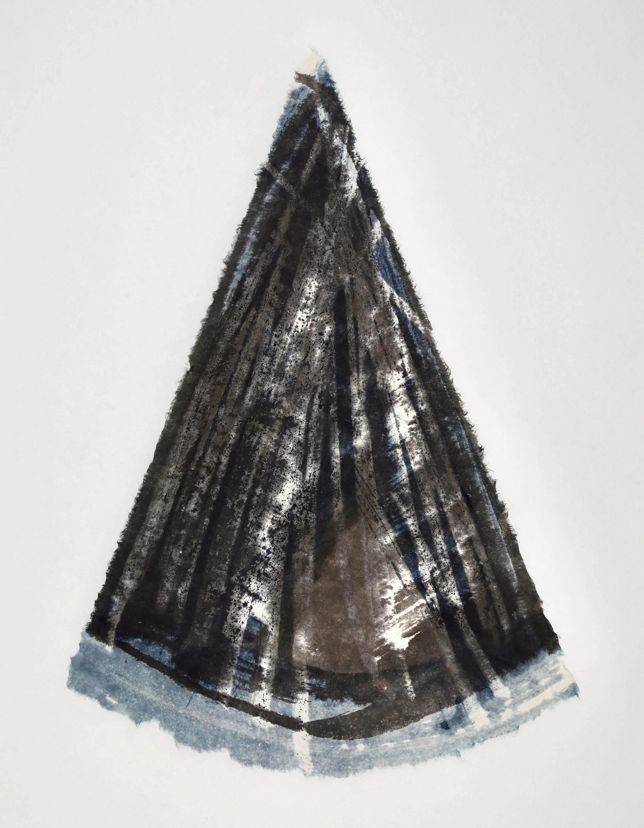 Forest Structure 1 / 2024 / sumi,  indigo  and beeswax on kozo paper / 24 × 19 
