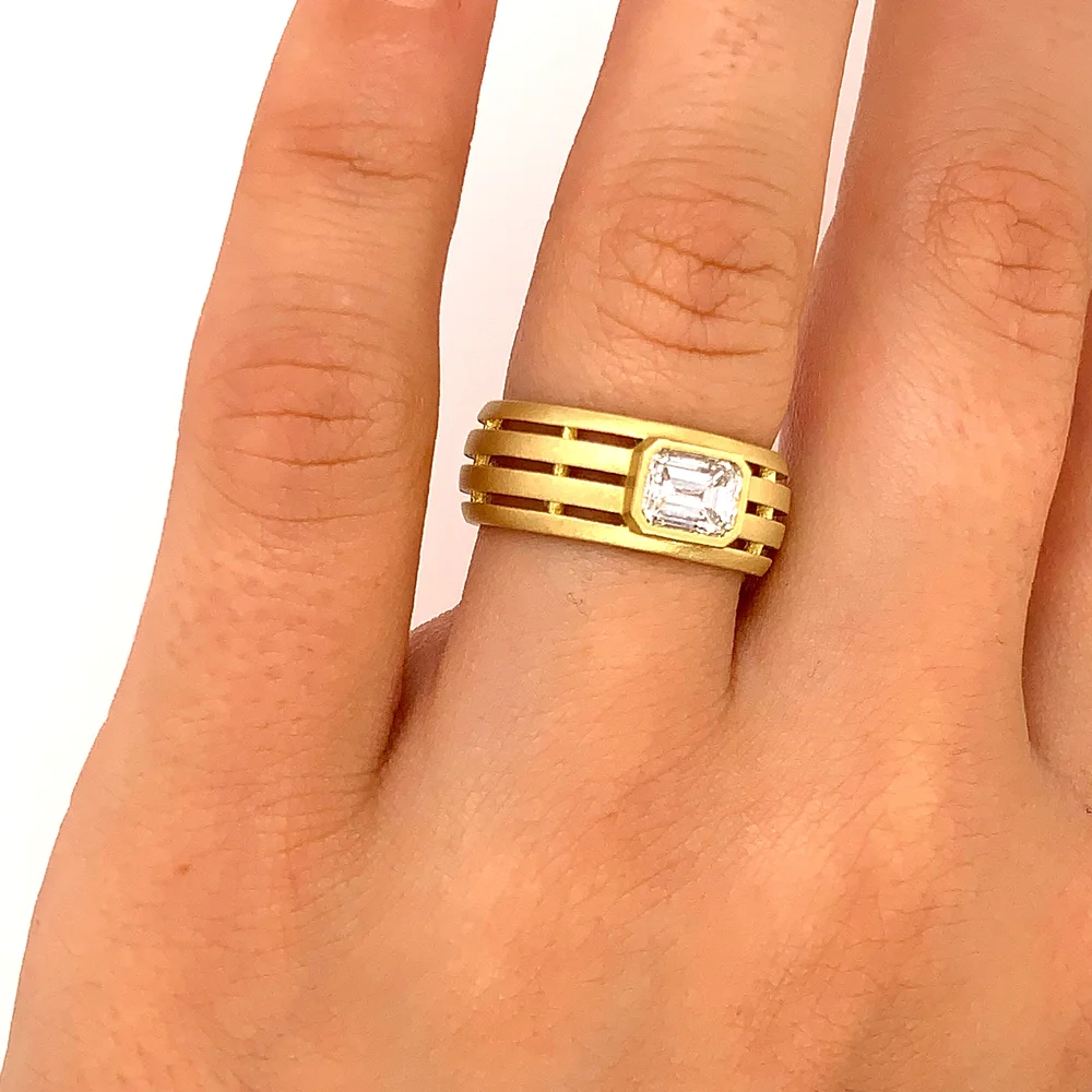 Emerald Cut Fence Ring Tate