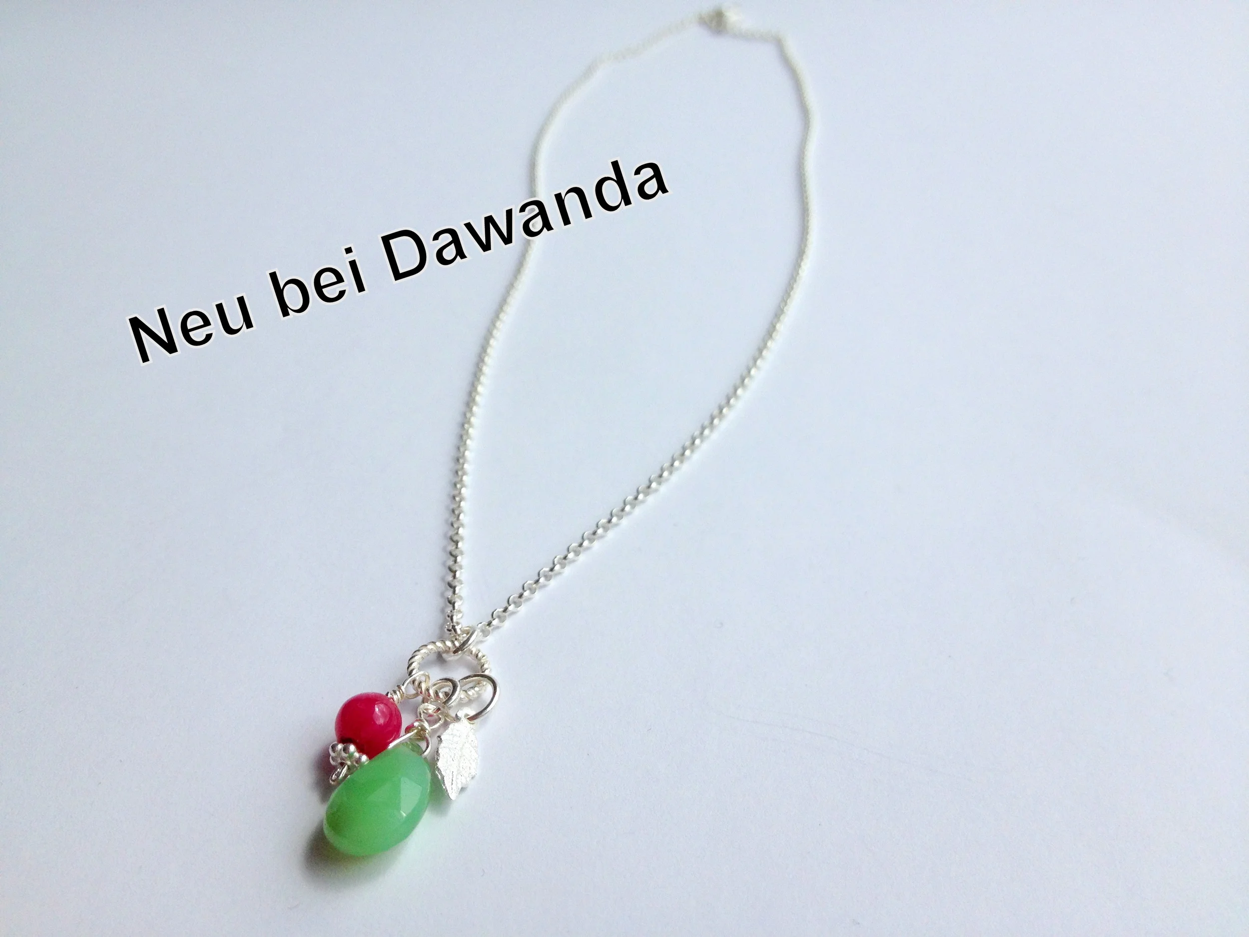 Silberkette mit grasgrünem Chrysopras & pinker Jade