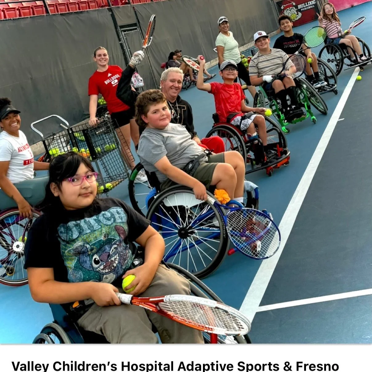 Tonight was another amazing night of wheelchair tennis, friendship, support, moments &amp; memories. Thank you to Valley Children&rsquo;s Hospital Adaptive Sports - Fresno State Athletics - coaches, parents and disabled kiddos! It takes a village and