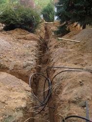 Geo-thermal well field trenches.
