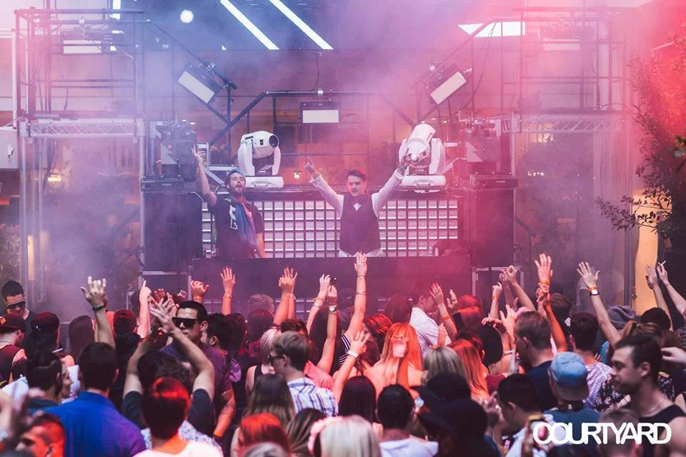Just A Gent (pictured on the right) during a live performance with Emoh Instead.