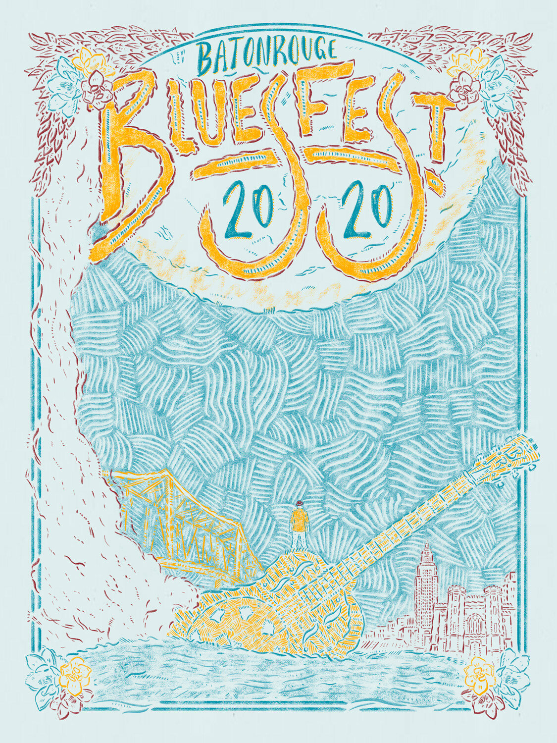2020 BR Blues Festival Poster by Krist Baton Rouge Blues