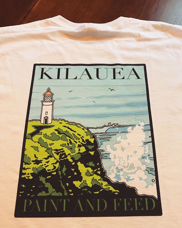 Excited to see graphic design by Cultivate artist @watermerlon on T&rsquo;shirts this morning at Kilauea Paint and Feed! They have are stocked up in black and white- go check &lsquo;em out🎉💥 #tshirts #hawaii #kilauea #familybusiness  #ohana